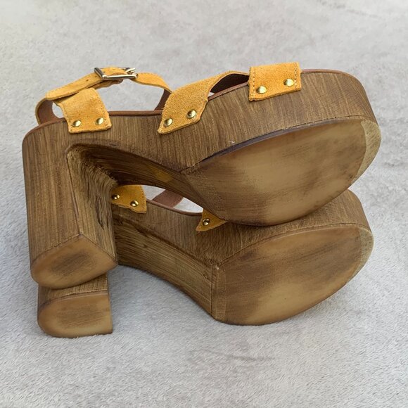 Aldo Deleniel Suede and Wooden Platform Block Heels Sz9 - Picture 12 of 16